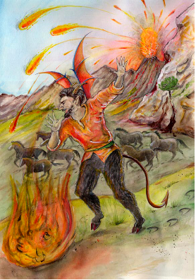 Illustrazione Leggenda Zoccoli del Diavolo - Paleontologia- Museo Val Sanagra